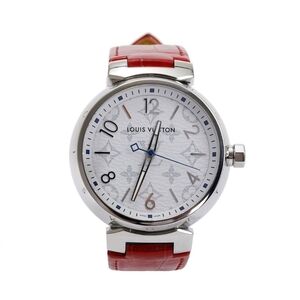 Louis Vuitton Red Strap Silver Watch